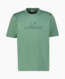 Heren Cp Company T-Shirts*T-Shirt Mercerized Jersey Twisted Logo Licht Groen