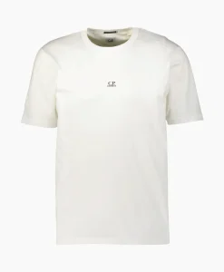 Heren Cp Company T-Shirts*T-Shirt Mercerized Jersey Logo Wit