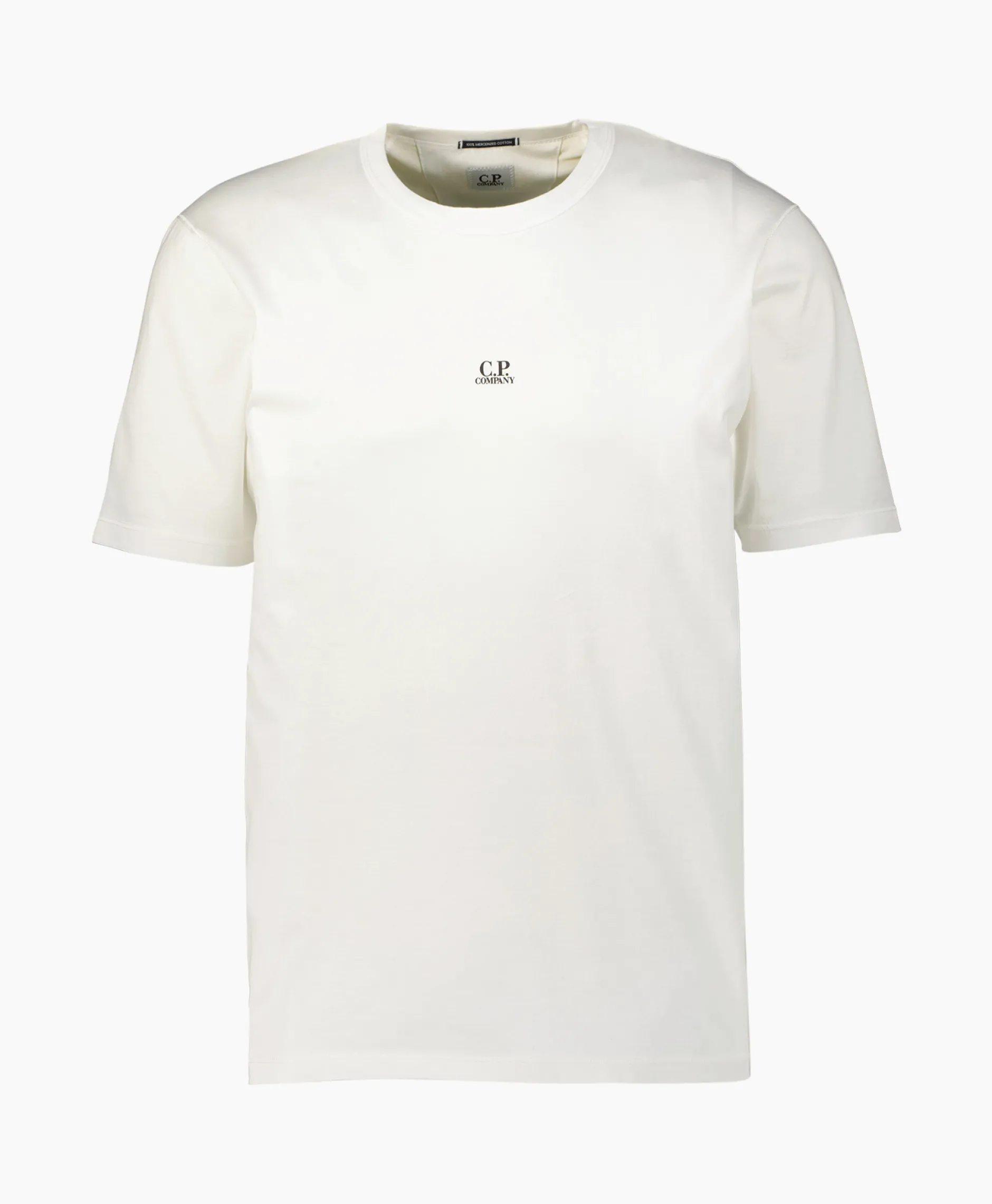 Heren Cp Company T-Shirts*T-Shirt Mercerized Jersey Logo Wit