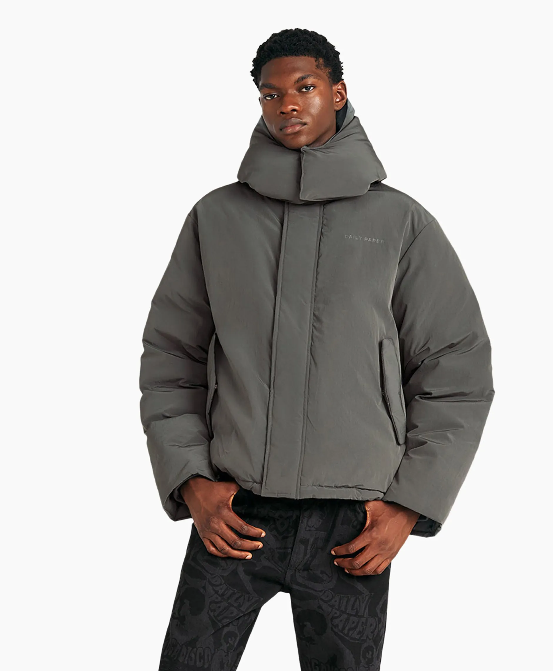 Heren Daily Paper Jassen*Gewatteerde Jas Joel Donkergrijs