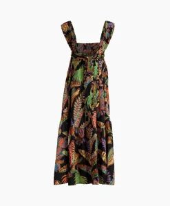 Dames Farm Rio Bruiloftskleding*Maxi Jurk Cool Foliage Black Sleeveless Zwart