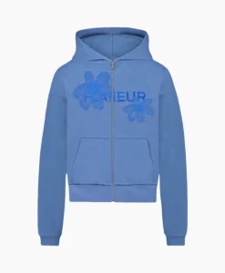 Heren Flâneur Truien*Flaneur Hoodie Floral Watercolor Zip Up Blauw