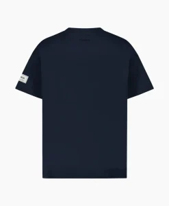 Heren Flâneur T-Shirts*Flaneur T-Shirt Korte Mouw Atelier Sleeve Amblem Donker Blauw