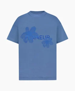 Heren Flâneur T-Shirts*Flaneur T-Shirt Korte Mouw Floral Watercolor Blauw