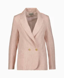 Dames Forte_forte Blazers*Blazer Linen Lurex Micro Herringbone Boxy Rose