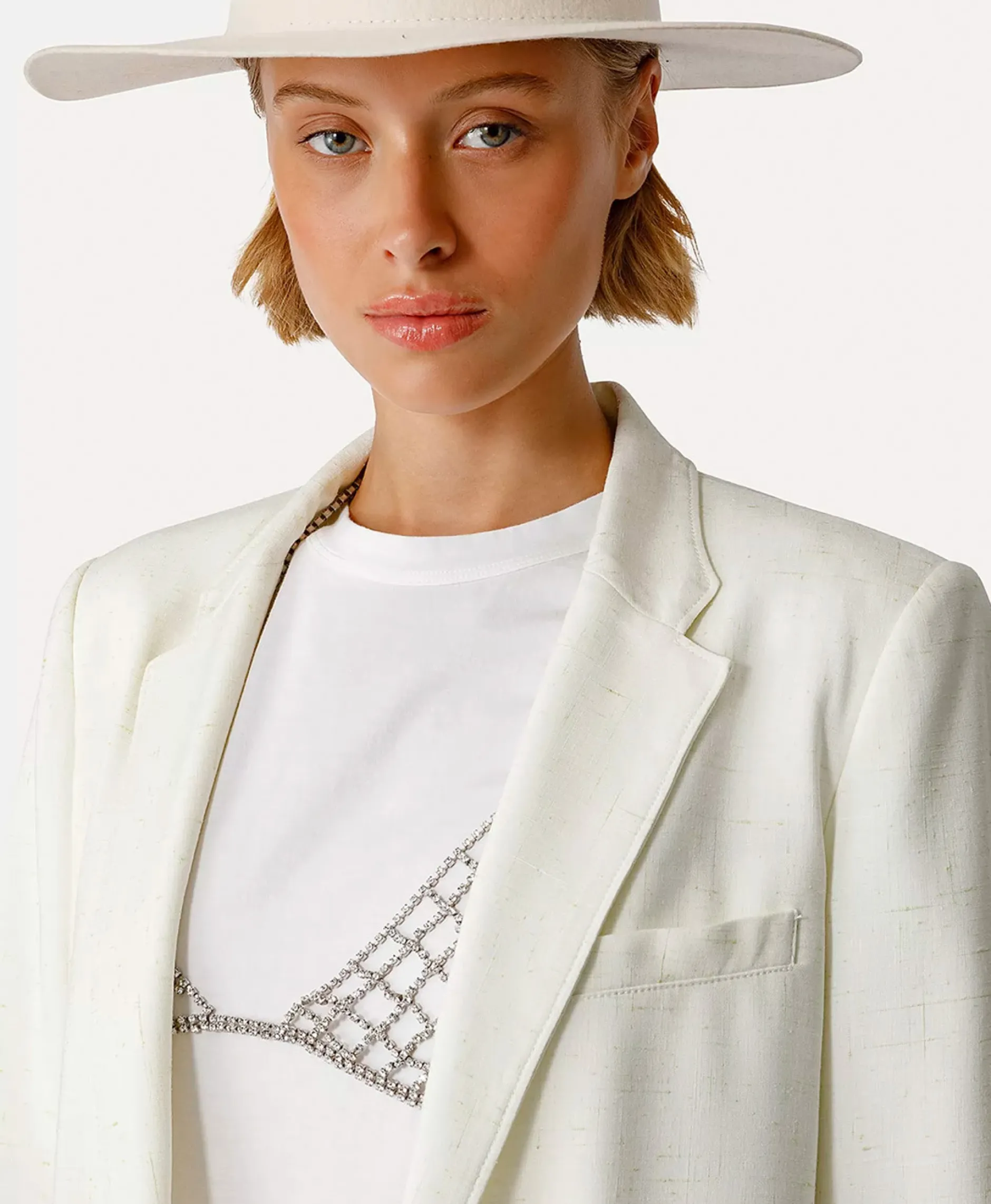 Dames Forte_forte Blazers*Blazer Tweed Viscose Silk Jacket Off White