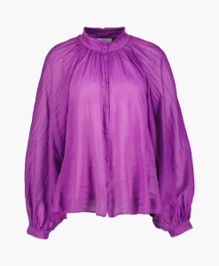 Dames Forte_forte Blouses*Blouse Cotton Silk Voile Bohemian Paars