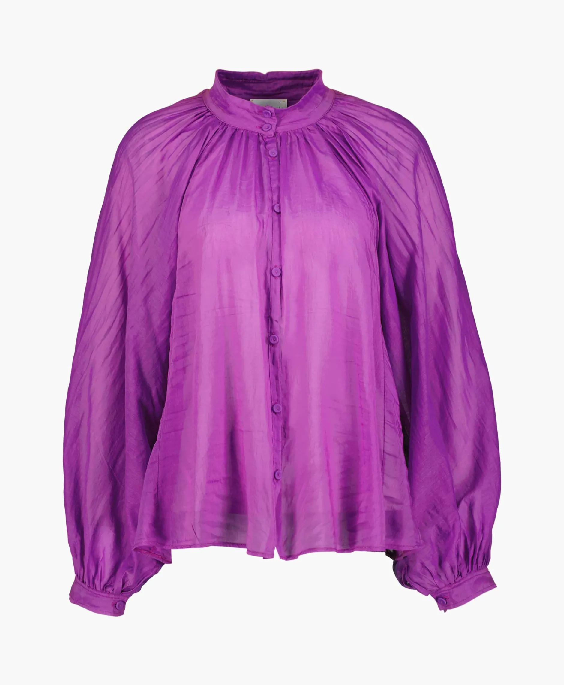 Dames Forte_forte Blouses*Blouse Cotton Silk Voile Bohemian Paars