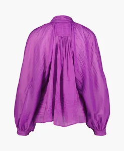 Dames Forte_forte Blouses*Blouse Cotton Silk Voile Bohemian Paars