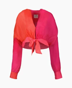 Dames Forte_forte Blouses*Blouse Crepon Silk Shaded Sash Pink