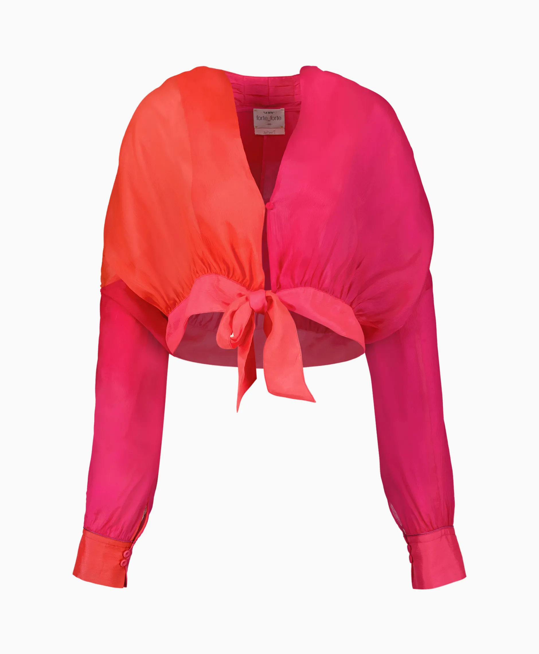 Dames Forte_forte Blouses*Blouse Crepon Silk Shaded Sash Pink