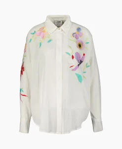 Dames Forte_forte Blouses*Blouse Heaven Embroidery Cotton Voile Wit