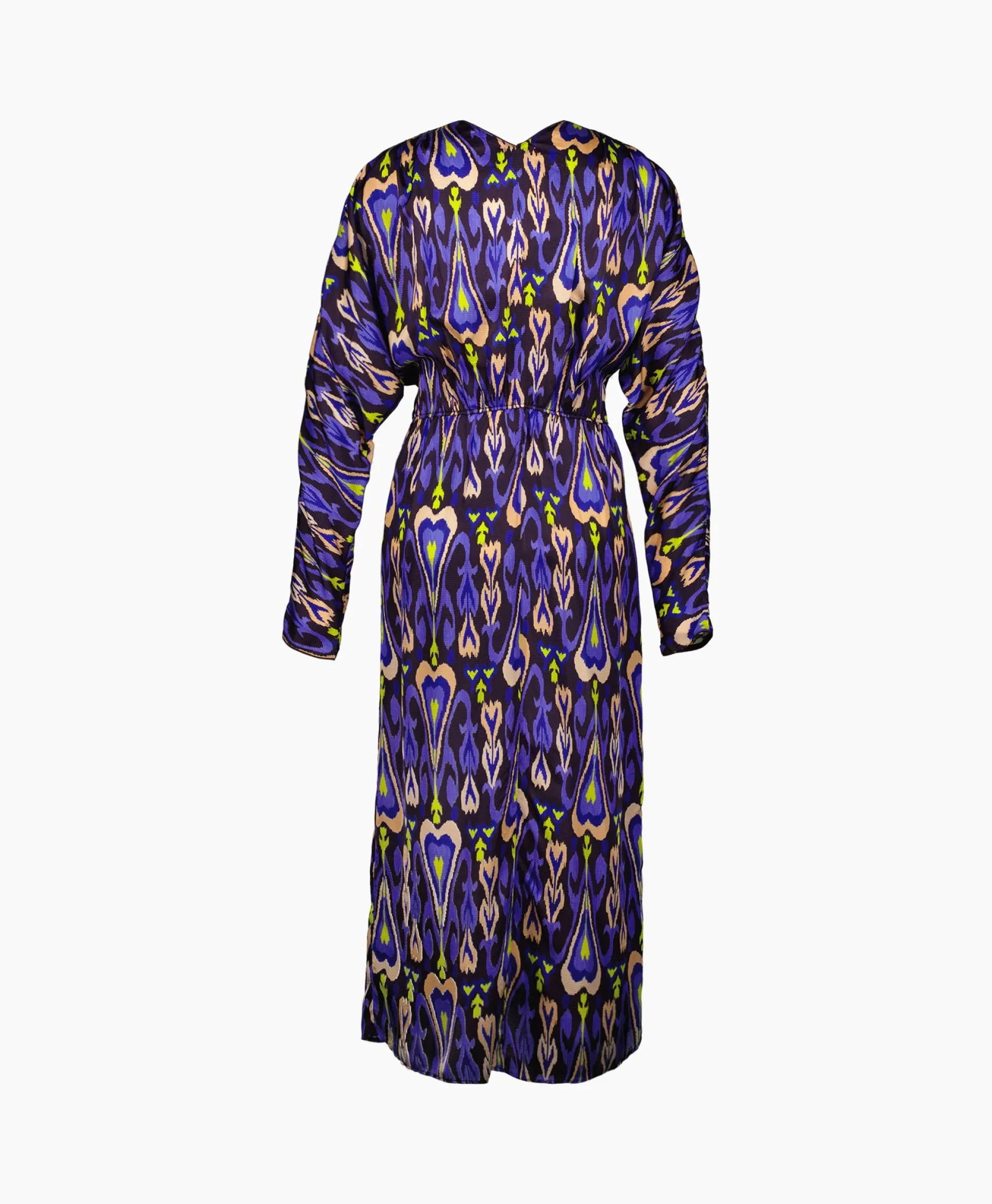 Dames Forte_forte Jurken*Midi Jurk Print Satin Dress Norther Light Paars