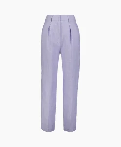 Dames Forte_forte Broeken*Pantalon Chic Linen Herringbone High Waist Lila