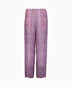 Dames Forte_forte Broeken*Pantalon Heartbeat Print Ramie Muslin Paars