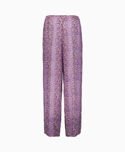 Dames Forte_forte Broeken*Pantalon Heartbeat Print Ramie Muslin Paars
