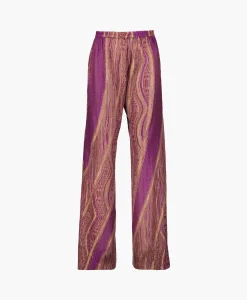 Dames Forte_forte Broeken*Pantalon Lurex Jacquard Jersey Flared Paars
