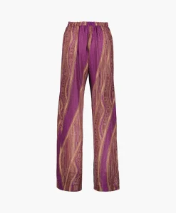 Dames Forte_forte Broeken*Pantalon Lurex Jacquard Jersey Flared Paars