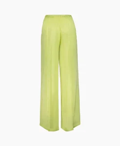 Dames Forte_forte Broeken*Pantalon Toile Satin Jacquard Palazzo Geel