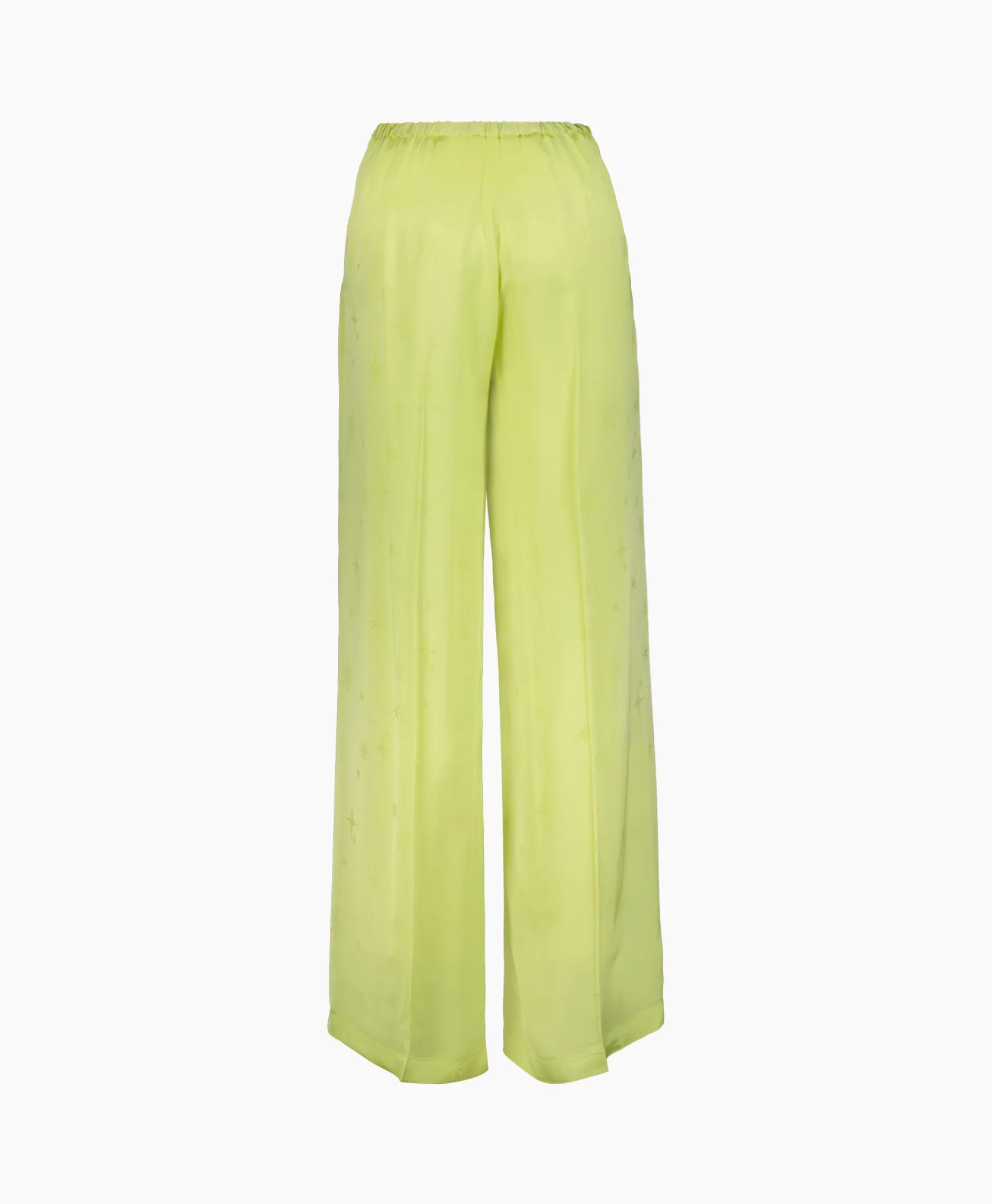 Dames Forte_forte Broeken*Pantalon Toile Satin Jacquard Palazzo Geel