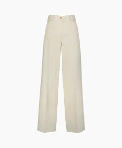Dames Forte_forte Broeken*Pantalon Viscose Cotton Chic Twill 5 Pockets Ecru