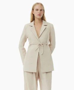 Dames Ganni Blazers*Blazer Textured Suiting Tiestring Beige