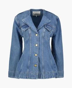 Dames Ganni Jassen*Jack Cutline Denim Fitted Midden Blauw