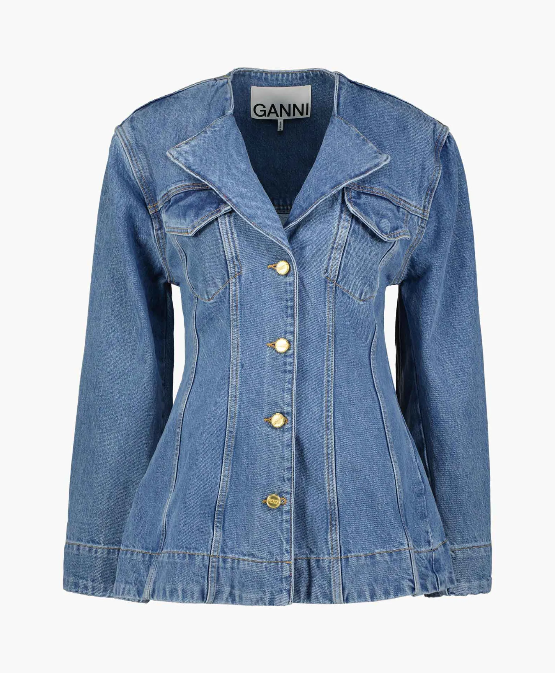 Dames Ganni Jassen*Jack Cutline Denim Fitted Midden Blauw