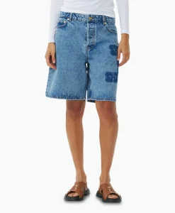Dames Ganni Broeken*Korte Broek Patch Denim Blauw