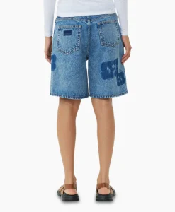 Dames Ganni Broeken*Korte Broek Patch Denim Blauw