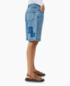 Dames Ganni Broeken*Korte Broek Patch Denim Blauw