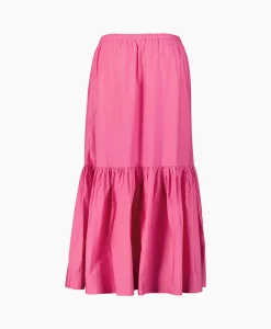 Dames Ganni Rokken*Maxi Rok Cotton Poplin Long Flounce Pink