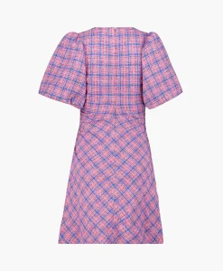 Dames Ganni Jurken*Mini Jurk Check Suiting Dress Pink