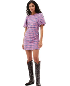 Dames Ganni Jurken*Mini Jurk Check Suiting Dress Pink