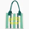 Dames Ganni Tassen*Shopper Large Easy Stripes Groen