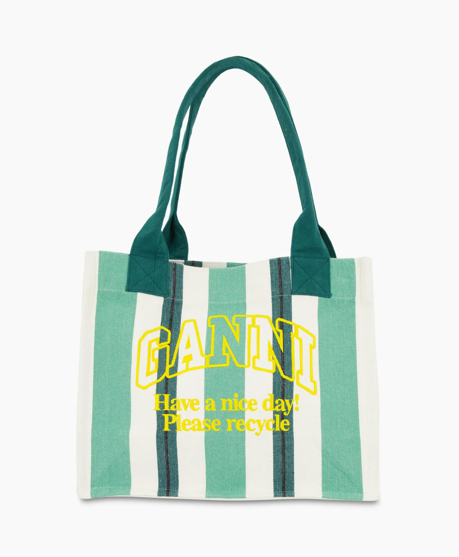 Dames Ganni Tassen*Shopper Large Easy Stripes Groen