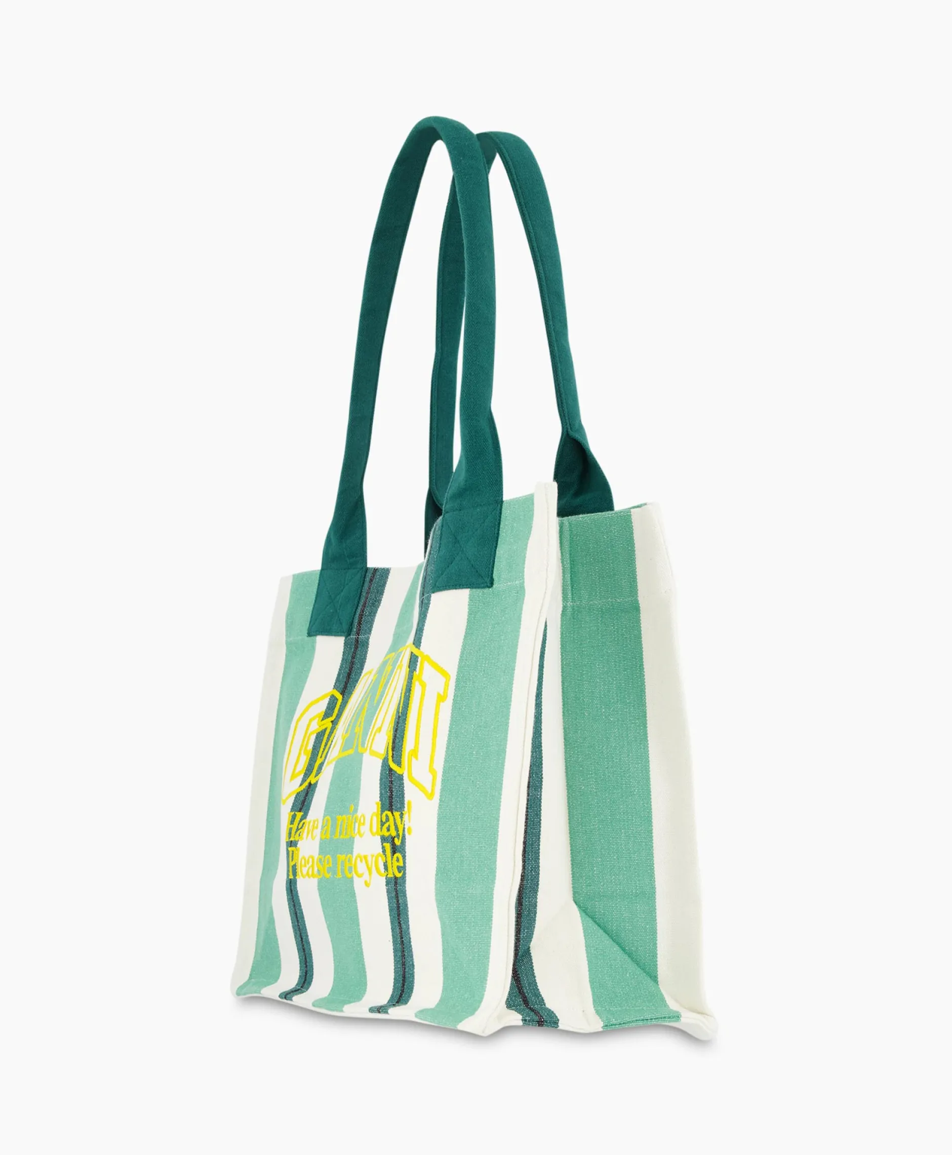 Dames Ganni Tassen*Shopper Large Easy Stripes Groen