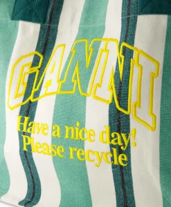 Dames Ganni Tassen*Shopper Large Easy Stripes Groen