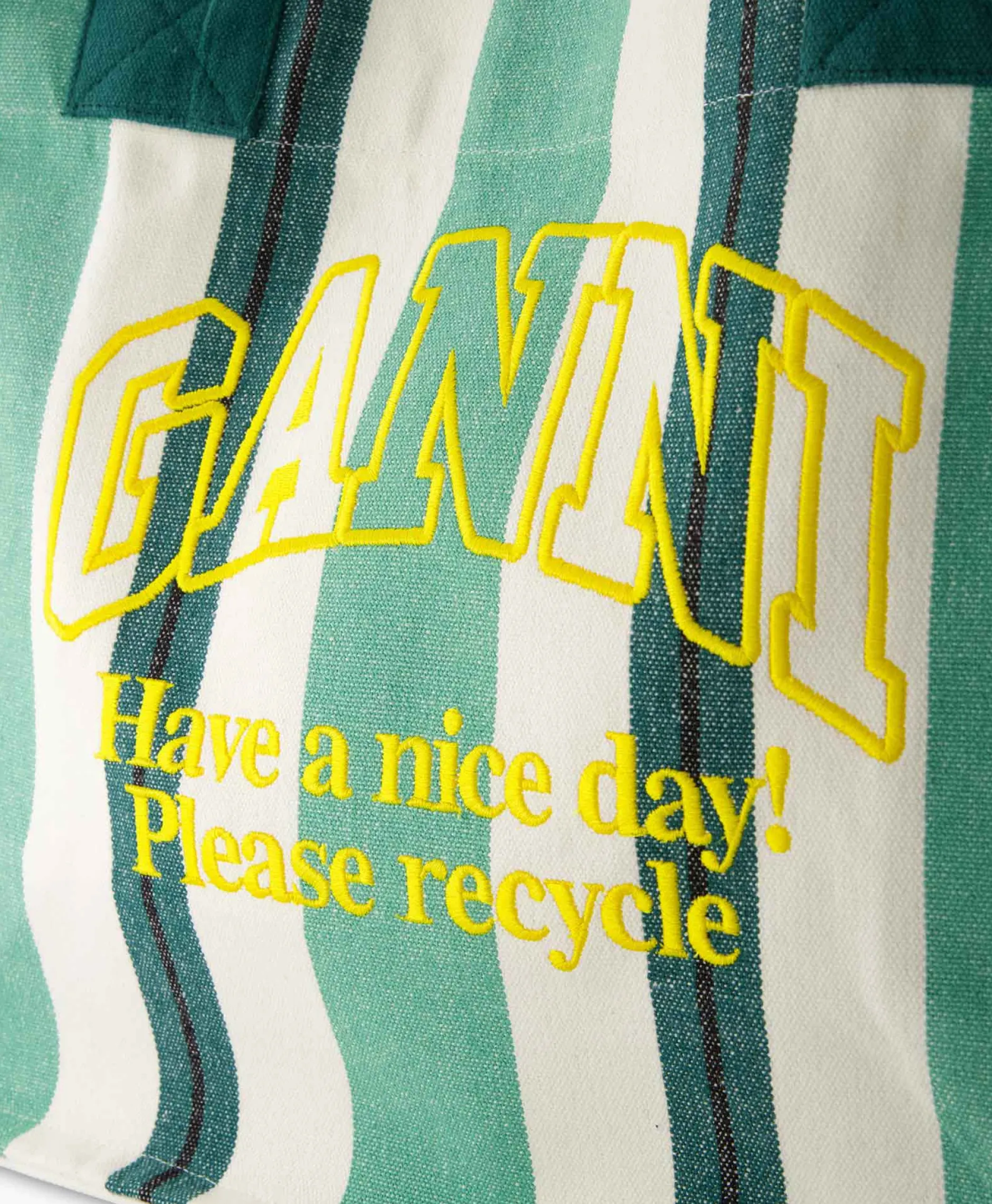 Dames Ganni Tassen*Shopper Large Easy Stripes Groen