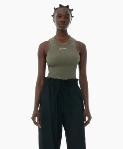 Dames Ganni T-Shirts & Tops*Top Melange Knit Sleeveless Bruin