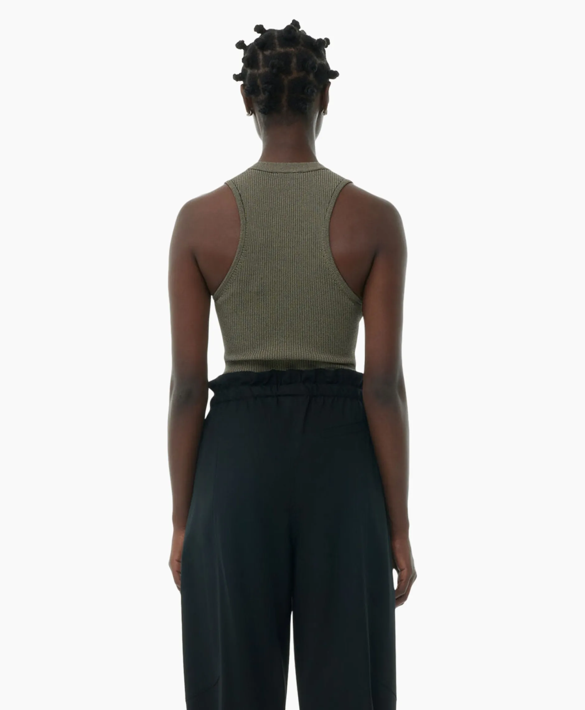 Dames Ganni T-Shirts & Tops*Top Melange Knit Sleeveless Bruin