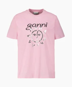 Dames Ganni T-Shirts & Tops*T-Shirt Korte Mouw Basic Jersey Sun Relaxed Rose