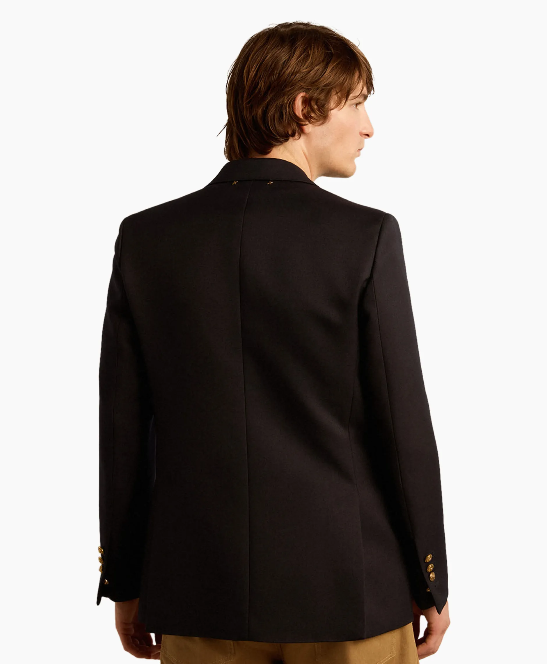 Heren Golden Goose Colberts*Blazer Golden M's Double Breasted Gabardine Wool Donker Blauw