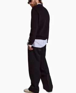 Heren Golden Goose Broeken*Broek Golden M Wide Legs Compact Gabardine Wool Donker Blauw