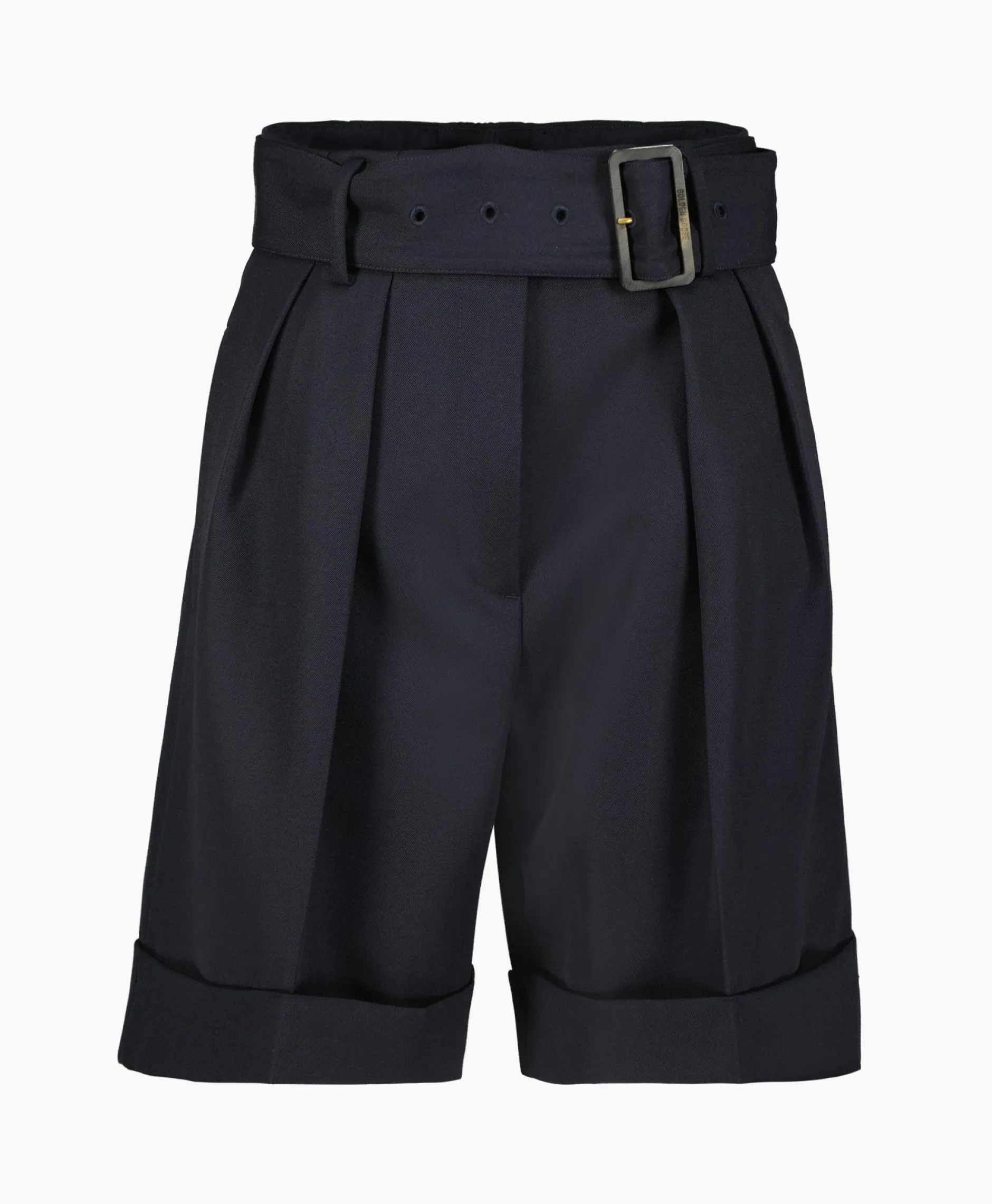 Dames Golden Goose Broeken*Korte Broek Golden W's Short Compact Gabardine Woo Donker Blauw