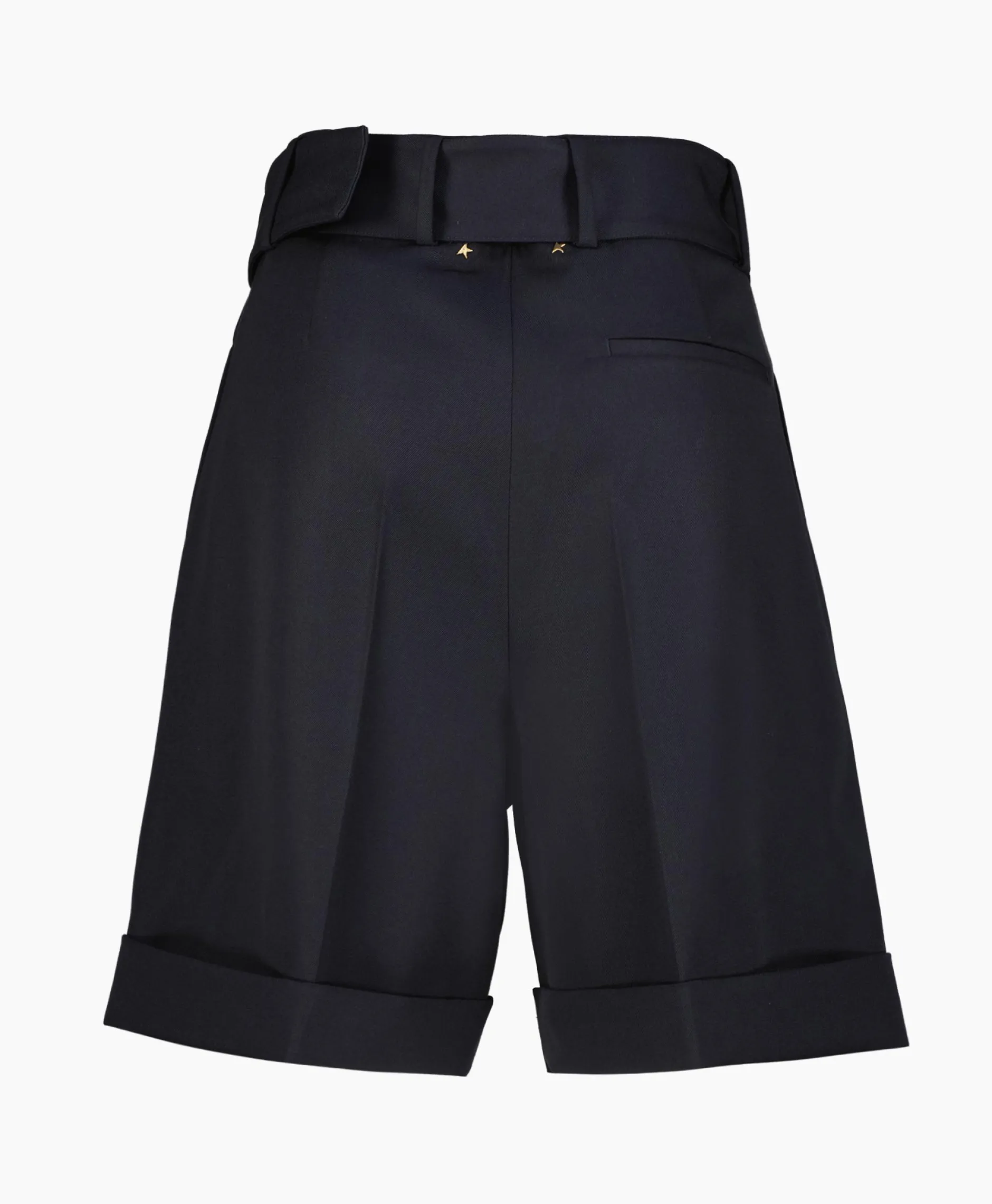 Dames Golden Goose Broeken*Korte Broek Golden W's Short Compact Gabardine Woo Donker Blauw