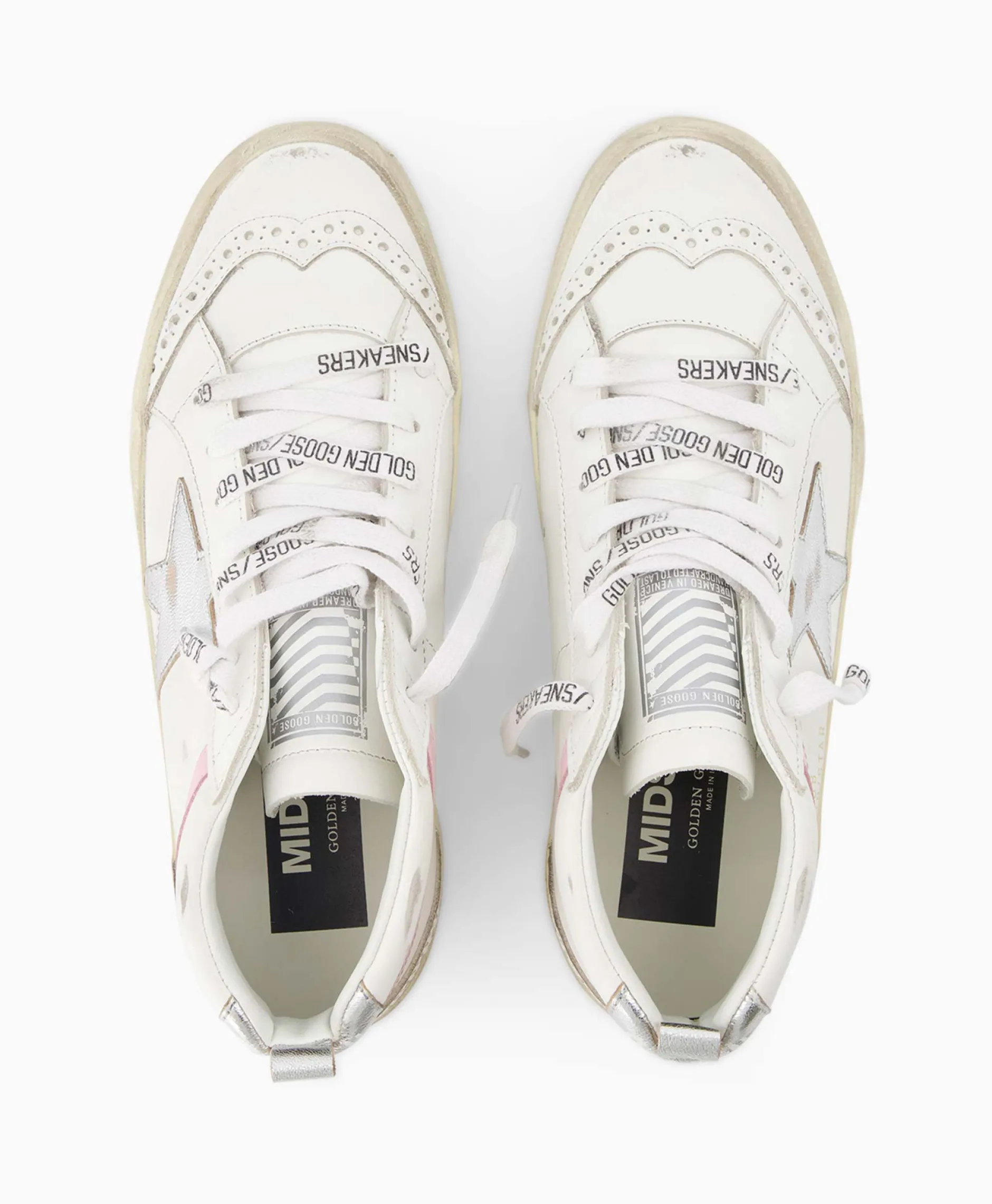 Dames Golden Goose Sneakers*Sneaker Mid Star Leather Upper And Wave Wit