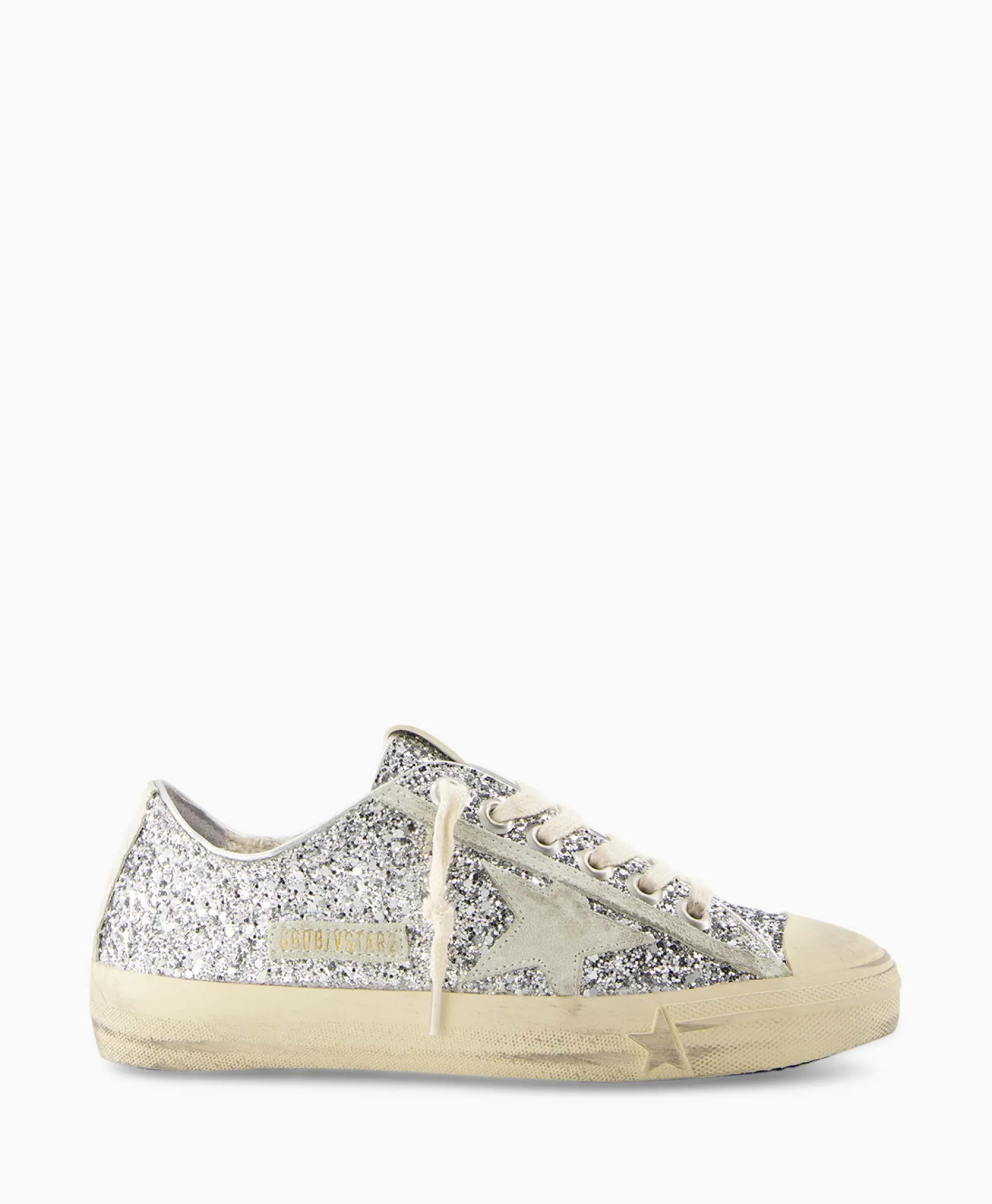 Dames Golden Goose Sneakers*Sneaker V-Star 2 Glitter Upper Rubber Toe Suede St Zilver