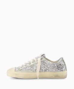 Dames Golden Goose Sneakers*Sneaker V-Star 2 Glitter Upper Rubber Toe Suede St Zilver