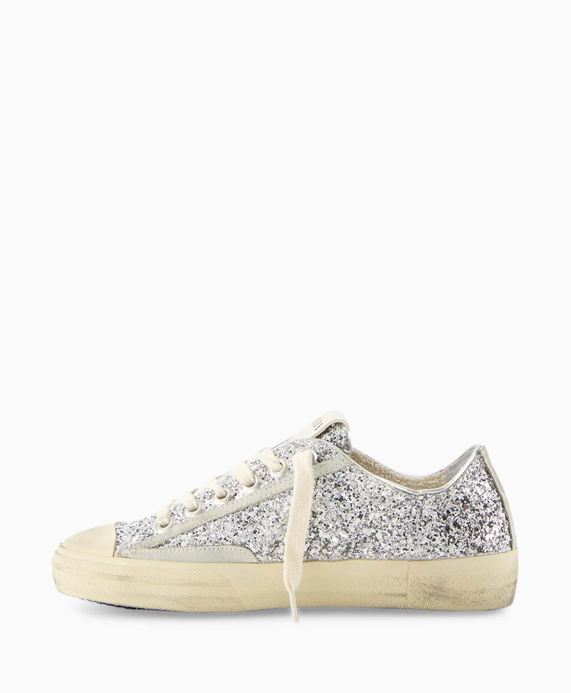 Dames Golden Goose Sneakers*Sneaker V-Star 2 Glitter Upper Rubber Toe Suede St Zilver